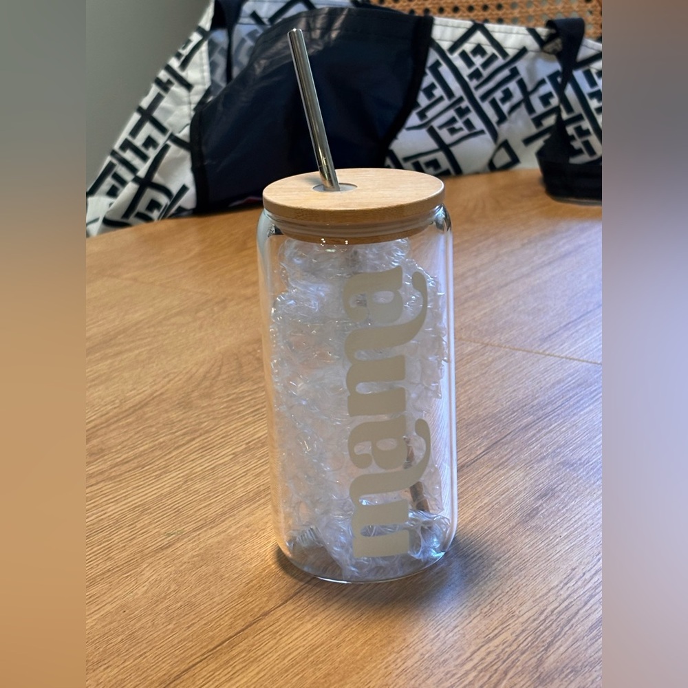 Glass Water Bottle with Bamboo Lid - Picture 2 of 3